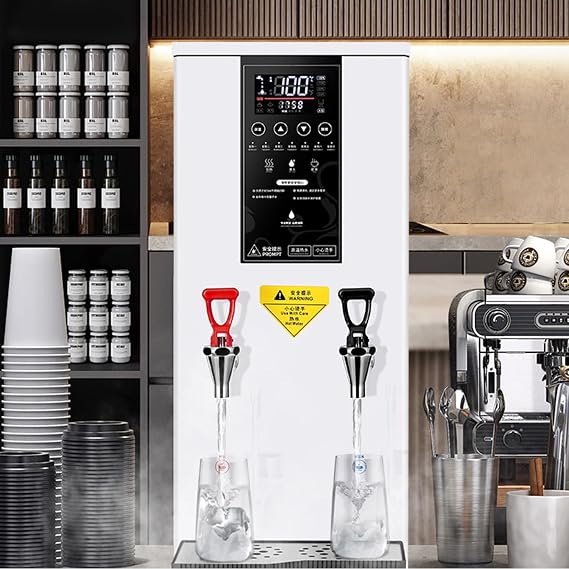 Instant Hot Water Dispenser with LCD Display, Stainless Steel Material, 45l Large Capacity, Built-in Filter, Automatic Water Inlet, Adjustable Time and Temperature,White-220V