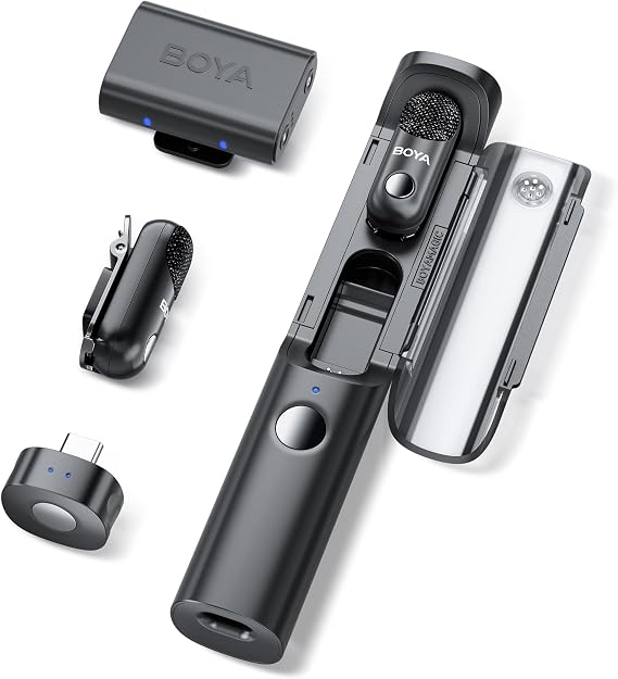 BOYA Magic-03 Wireless Lavalier Microphone, 30Hrs Battery,328FT Los Range, Safety Track &Limiter, Portable Wireless Mini Lapel mic for USB Type-C Android iPhone 16/15 Camera Camcorder Vlog Podcast