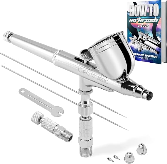 PointZero Dual-Action 7cc Gravity-Feed Airbrush 3 Tip Set (.2mm .3mm .5mm)