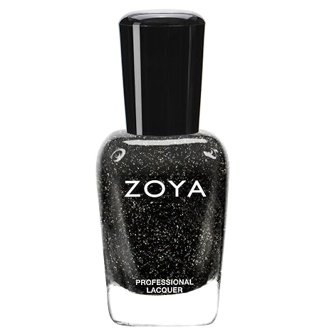 ZOYA Storm Nail Polish, Holiday Black Polish with Diamond Holographic Glitter, Neutral-Tone Sparkling Statement Color, Big10Free Vegan, 0.5 fl oz