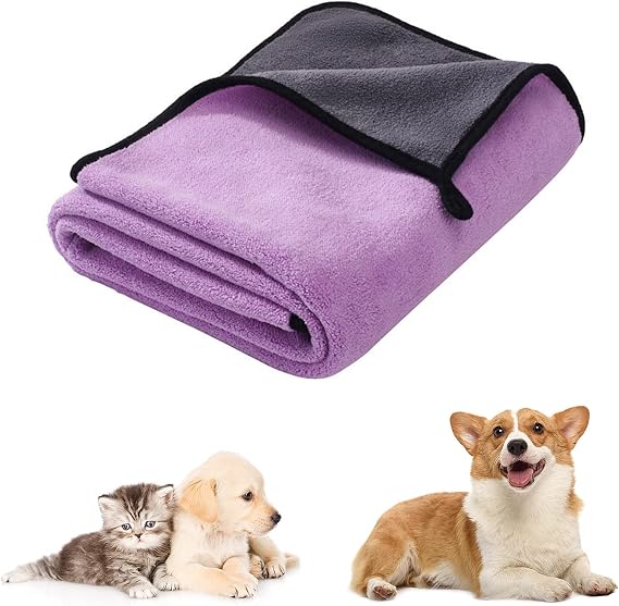 Dog Towel for Drying Dogs, Quick Drying Super Soft Microfiber Pet Towel Dog Bath Towel Absorbent Puppy Towel 3-Sizes Pet Drying Towel for Small Medium Large Dogs and Cats (M)