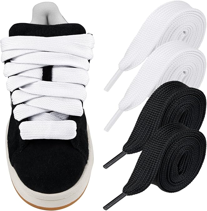 Endoto 2 Pairs Flat Shoe Laces for Adidas Campus 00s Shoes, 2CM Width Thick Fat Replacement Shoelaces