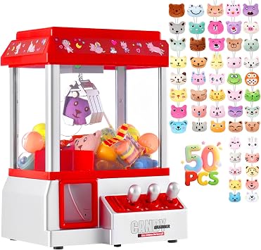 VISATOR Claw Machine for Kids 50 PCS Mini Stuffed Animals Keychains