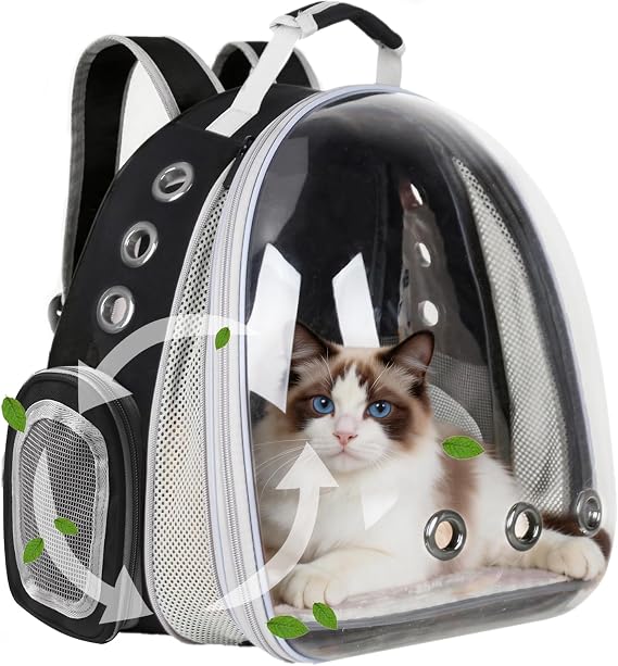 Cat Backpack Carrier, Front Expandable Expandable Bubble Pet Backpack, Ventilated Transparent Capsule Dog Backpack for Small Cats Dogs Birds Bunny, Airline Approved