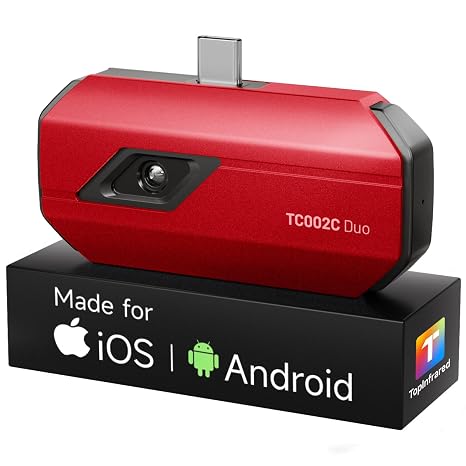 TOPDON TC002C Duo Thermal Camera, Compatible with Any USB-C iPhone, iPad & Android Device, 512 x 384 Super Resolution, 256 x 192 IR Resolution Thermal Imager,4F~1022F Temp Range - Red