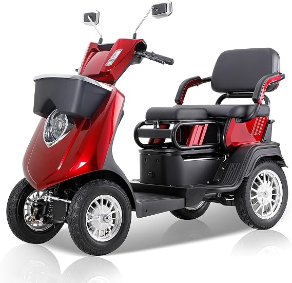 All Terrain Mobility Scooter, Heavy-Duty 4 Wheel Mobility Scooters for Seniors & Adults 500lbs Capacity, 1000W Powered Mobility Scooters with Convertible 2-Seat, 3-Speed Mode, Red (Style Red 1)