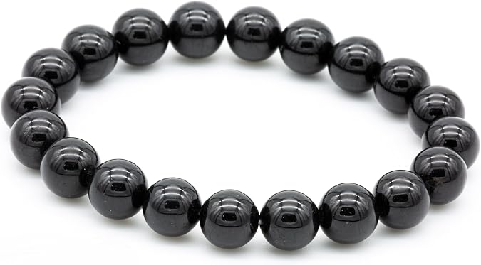 10mm Natural Black Onyx Gemstone Bracelet Protection Strength Grounding