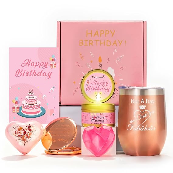 Birthday Gifts for Women,Gifts Basket for Women Rose Bath Relaxing Gift Set Self Care Package Unique Female Happy Birthday Gift Ideas Box for Mom Sister Best Friend Coworker Birthday Presents