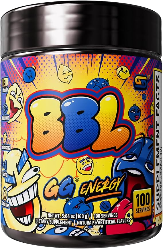 Gamer Supps GG Energy - BBL by Clooless (100 Servings) - Keto Friendly Gaming Energy and Nootropic Blend, Sugar Free + Caffeine + Vitamins + Immune Support, Powder Drink