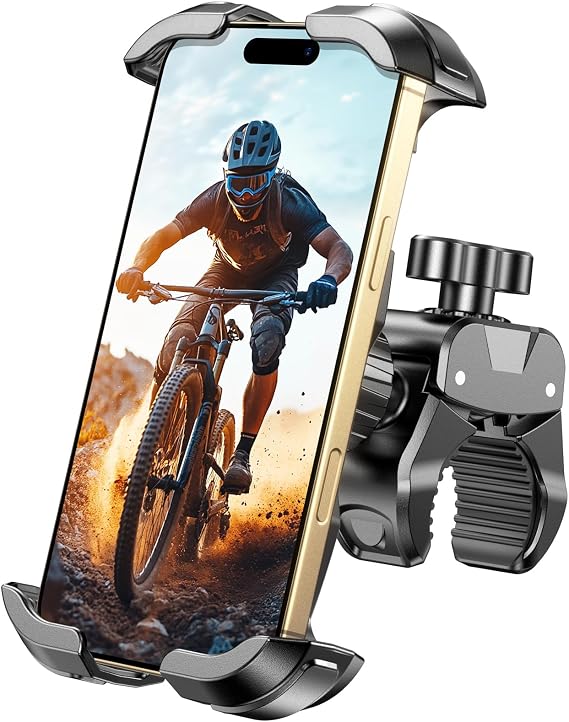 Bike Phone Holder Motorcycle Mount, [1s Quick Lock] Handlebar Clamp