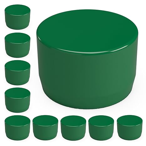 FORMUFIT F114EEC-GR-10 PVC External End Cap, Furniture Grade, 1-1/4" Size, Green (Pack of 10)