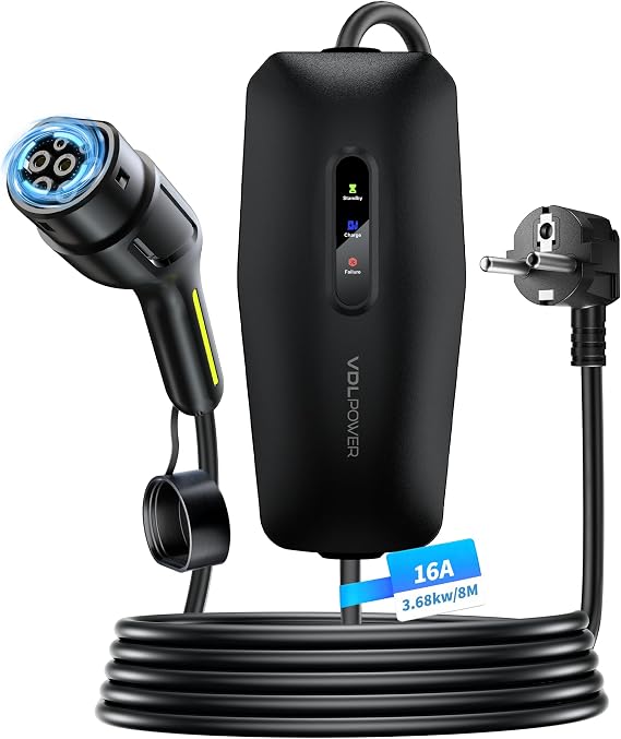 Typ 2 Schuko Ladekabel 8M 368 kW 16A EV Ladegerät für Elektroauto IP65 Wasserdicht Kompatibel mit Model Y/3 XC60 ID.3 ID.4 Plug-in Hybride