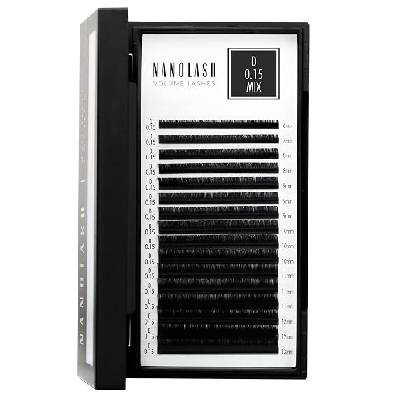 Nanolash Volume Lashes - false lashes for professional eyelash extensions, volume eyelash extensions (0.15 D, MIX 6-13mm)