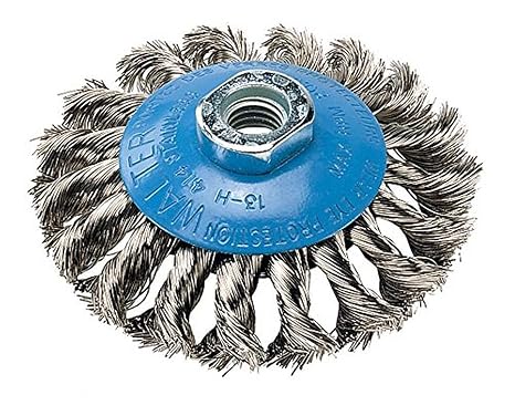 Walter 13H414 Saucer Cup Wire Brush .015" Knot-Twist SS 4" 5/8-11 Arbor