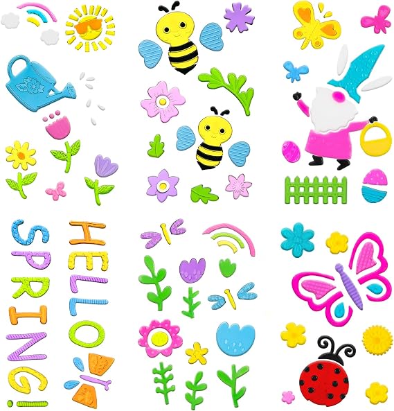 6 Pack Spring Window clings Reusable Window Cling for Glass Windows