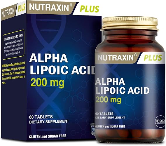 Nutraxin Plus Alpha Lipoic Acid Food Supplement (1 x 60 Capsules) containing 200 mg