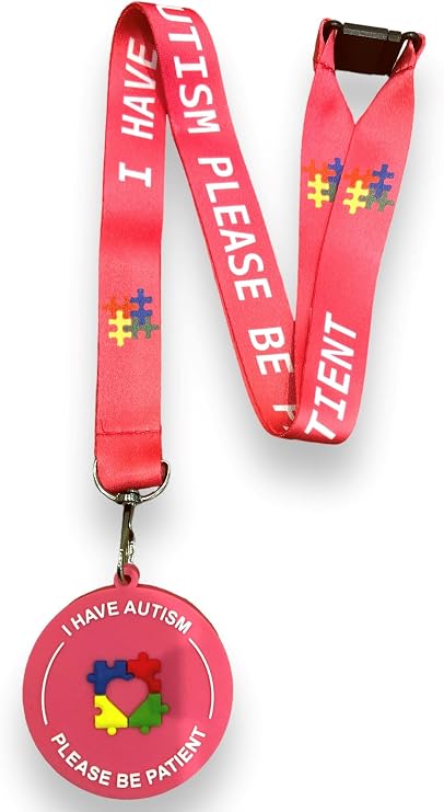 Autism Lanyard - I Have Autism Please Be Patient & 3D Visual Lanyard Disc Tag - Children/Youth Size
