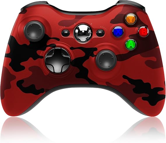 Wireless Controller for Xbox 360,2.4GHZ Game Joystick Controller,Camo Red