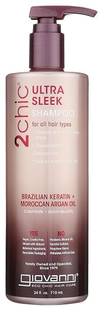 GIOVANNI 2chic Ultra-Sleek Shampoo, Anti-Frizz Formula, Coconut, 24 oz