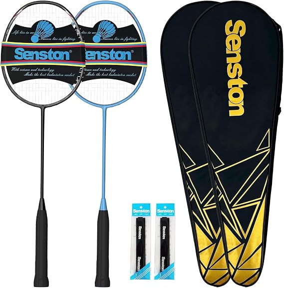Senston N80 Carbon Fiber Badminton Racket Lightweight High-Modulus Frame with Anti-Slip Grips& 2 Carry Bags,for Outdoor/Backyard Sports Recreational Players Seeking an Upgrade