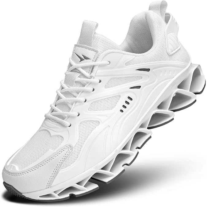 Mens Walking Shoes Blade Fashion Sneakers Casual Lace up Tennis Running Athletic Sport Trainers Zapatillas para Hombre White