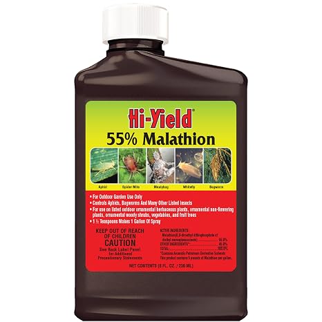 Hi-Yield (32027) 55% Malathion Spray, 8 oz | 55% malathion concentrate - Broad-spectrum insect control for fruits, vegetables & ornamentals, 8 oz - Gardeners