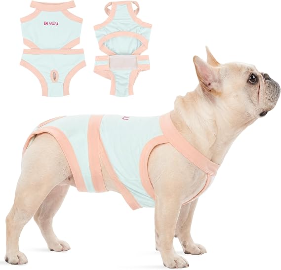 PUMYPOREITY French Bulldog Dog Diaper Tailored for Short Back & Thick Waist, Reusable Machine Washable Dog Pants for Heat, Marking & Incontinence (Male & Female)