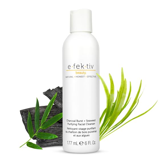 Charcoal Burst Plus Seaweed Purifying Facial Cleanser - Gently Cleanses Pores - Clarifying Face Wash - Vegan - Sulfate Free - Clean Formula Unisex - 6 oz