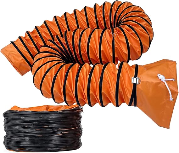 Ventilation Ducting Hose Retractable Flexible Duct Hosing 8" 16" 24" PVC Round Hose 16.5Ft 33Ft Easy to Bend/200Mm*5M