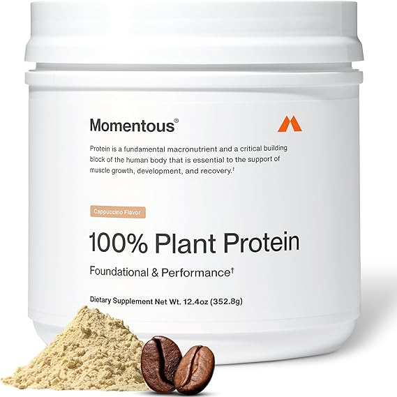 Momentous Vegan Protein Powder, 20g Pea & Rice Blend Protein, Cappuccino
