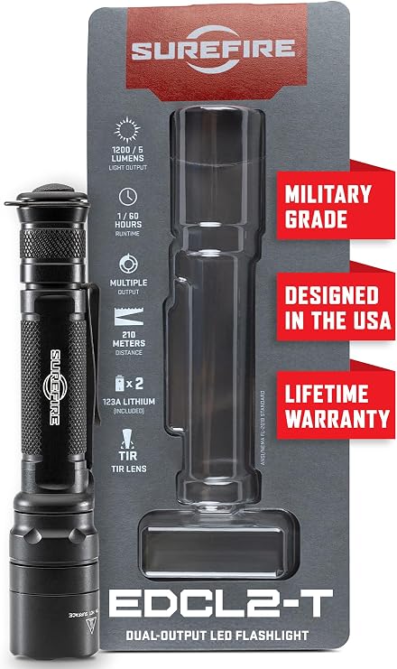SureFire Handheld LED Flashlight - EDCL2-T 1,200 Lumens 11,300 Candela