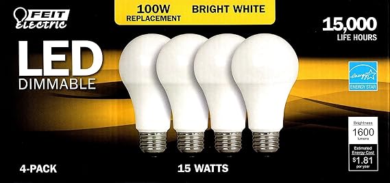 100 watt Dimmable Led bulbs 4 pack