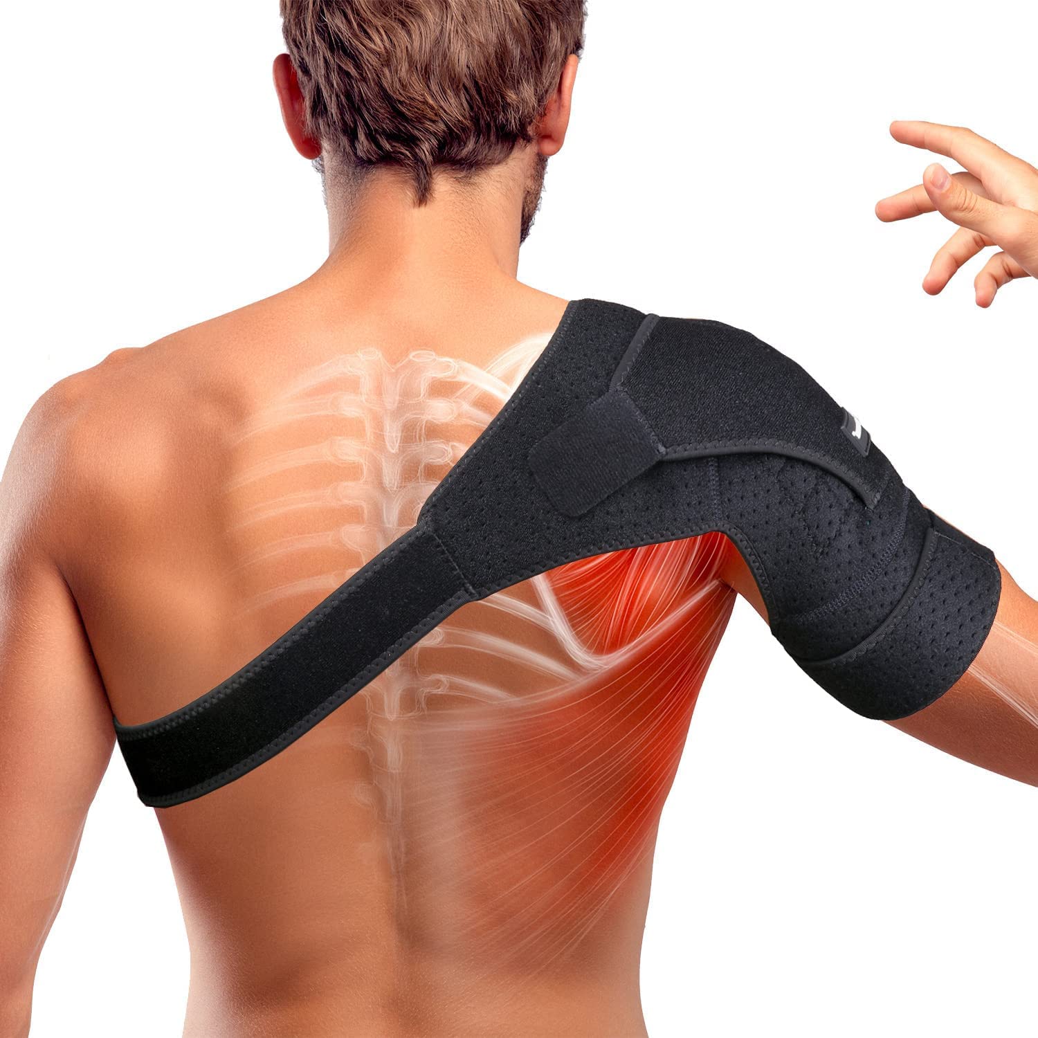Thx4COPPER Shoulder Brace Adjustable Compression Shoulder Splint for Shoulders Stability Support Shoulder Pain Shoulder Strap Right L/XL