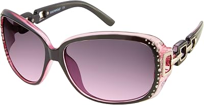 Southpole womens 1017sp Rhinestone Uv400 Protective Oval Rectangular Wrap Sunglasses - Cool Gifts for Her, 62mm Rectangular Sunglasses