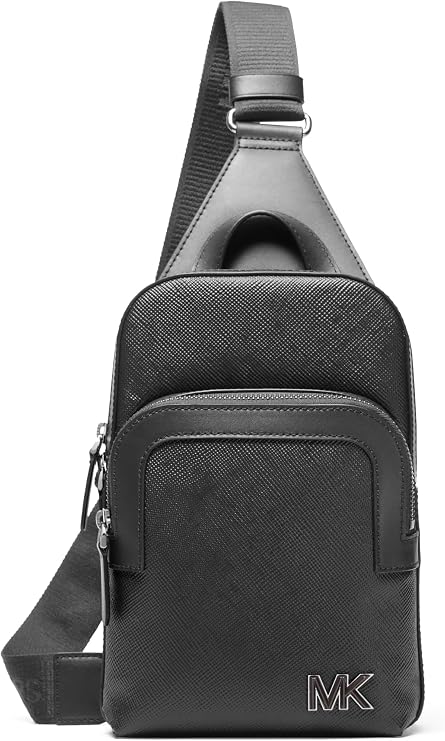 Michael Kors Edison Medium Double Zip Sling Pack, Black Hardware/Black
