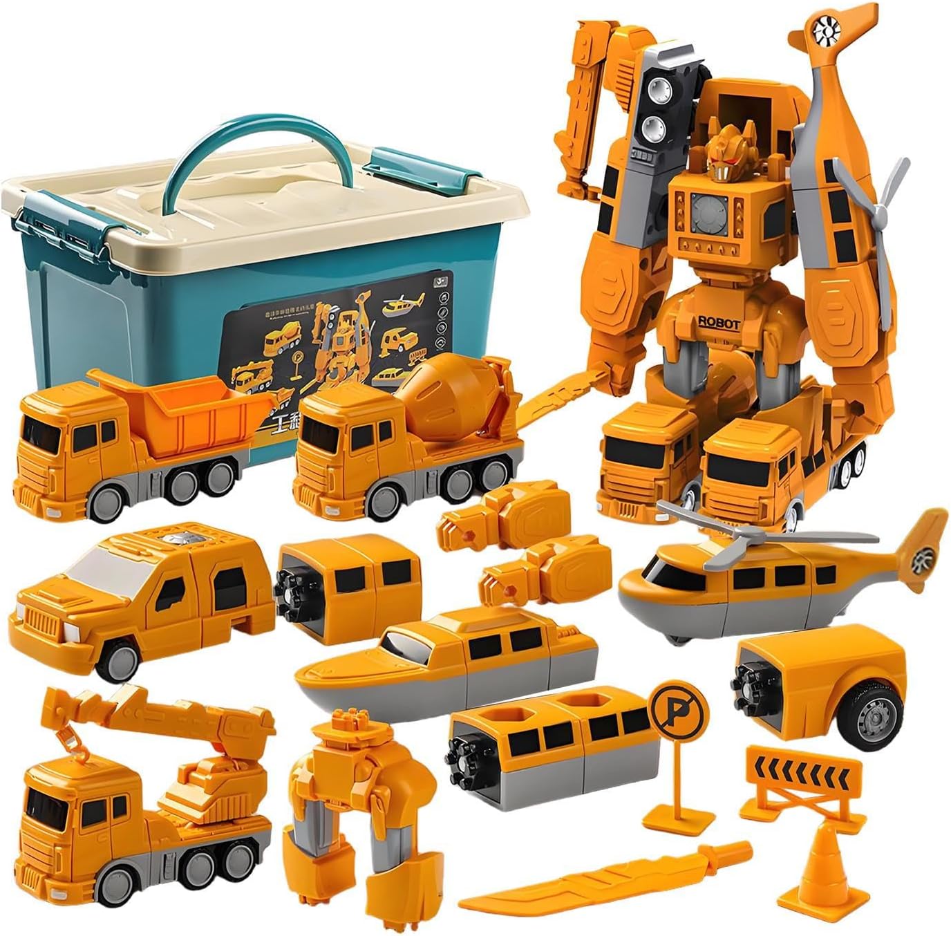 Transformation Car Toys Magnetic Building Toys 1 Set Engineering Car Kids Toys Robot Assembly Bright and Attractive Design for Kids Boys Girls