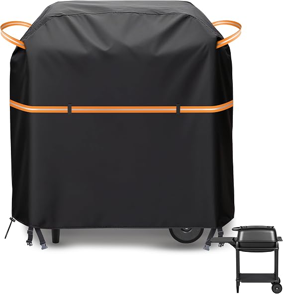 BBQ Grill Cover Fits for PK 300 Grill and Smoker, Grill Accessories, 600D PU Heavy-Duty Grill Cover Waterproof, 50+ UPF UV-Shield, WindLock Elastic Hem (Black, FIT for PK300)