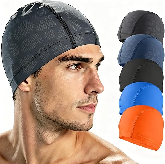 Fabric Swim Cap, High Stretch, Men Women Kids, Swim Practice