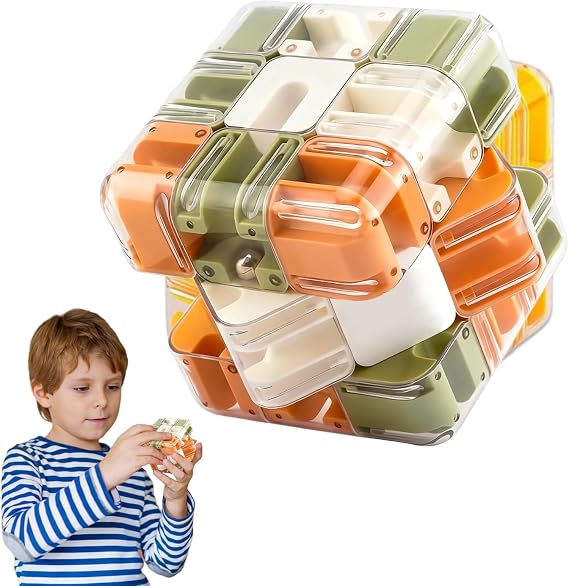 Large Labyrinth 3D Maze Cube, Logical Challenge 3x3 Maze Puzzle Cube Toy for Stress Relief & Logic Development, High Difficulty Puzzle, Education Sensory Toys Gift for Kids and Adults (Morandi)