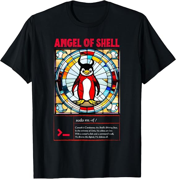 Funny Angel of Shell Linux T-Shirt