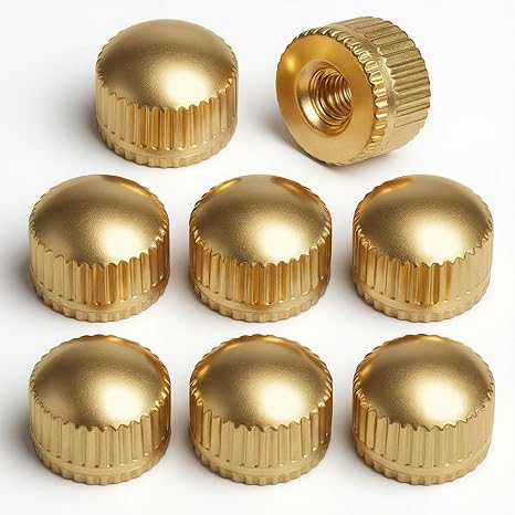 Glod Threaded Cap Nuts, M4 Screw Caps for Light Fixture, 8 Pack Ceiling Light Screw Cap Cover M4 Lamp Shade Nut Replacement Parts Lamp Shade Holder Decorative Hardware Screws for Chandeliers Wall