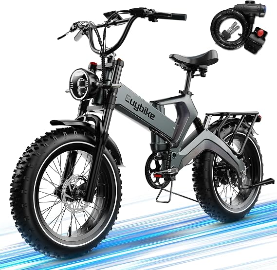 2000W/3000W Peak Motor Electric Bike for Adults, 48V/52V 25AH/30AH Battery Full Suspension Foldable Ebike, 20"x4.0" Fat Tires 35MPH Dirt Bike, 100/120 Miles Hydraulic Brake Magnesium Alloy Motorcycle
