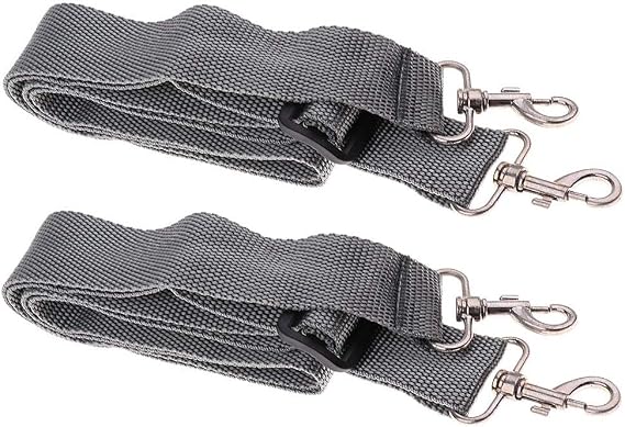 Liyafy 2Pcs Parade Marching Snare Drum Sling Strap with Nylon Belt Metal Clip Percussion Accessories Gray