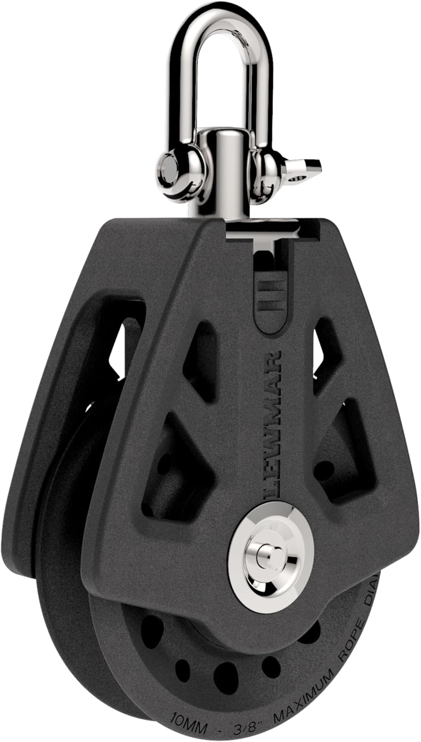 Lewmar 50mm Synchro Block Single, 990 lb Working Load Limit, Accommodates 14 - 38 Lines, High-Density Free-Spin Bearing, Traveler Compatible - 29925001BK