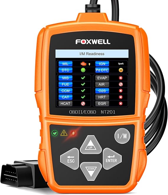 FOXWELL NT201 OBD2 Scanner Engine Code Reader for Cars and Trucks | Reset Check Engine Light, Read & Clear Fault Codes, View Live Data & Check I/M Readiness, OBDII Diagnostic Tool Since 1996
