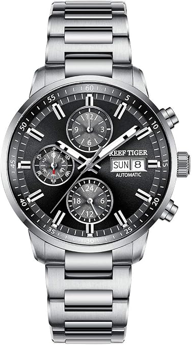 REEF TIGER Steel Men Watches Multi-Functional Waterproof Automatic Watches for Men RGA1659
