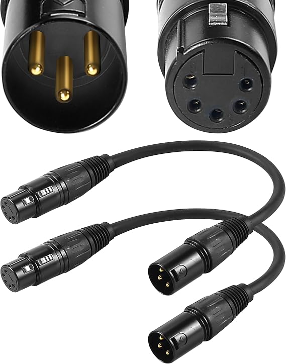 3 Pin Male to 5 Pin Female DMX Adapter, 6'' 2 Pack DMX Adapter 5F3M for Stage Lighting & Controller
