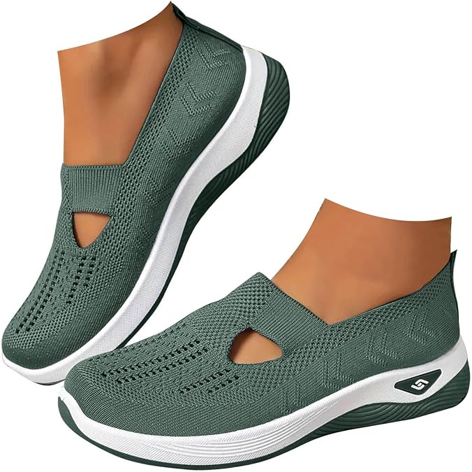 Yanzhenglip Women's Comfort Slip On Fashion Black Walking Runing Sneakers Flat Shoes Womens Comfort Lightweight Breathable Sock Shoe Non-Slip Mesh Casual Fashion Tennis Sneakers
