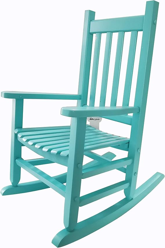K086BU Durable Bule Childs Wood Porch Rocker/Rocking Chair - Indoor or Outdoor - Suitable for 4-8 Years Old