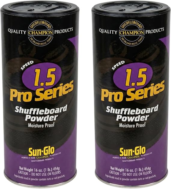 Sun-Glo Speed 1.5 (Pro Series) Shuffleboard Powder Wax The Professionals Choice for Speed & Accuracy 16 oz Shaker Can (2 Pack)